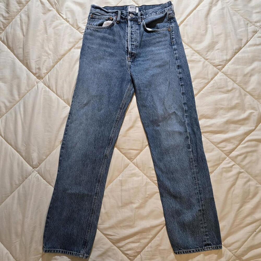 Agolde Classic Straight Leg Jeans in Medium Blue Wash